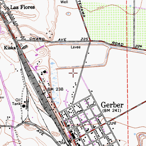 Topographic Map of Gerber-Las Flores Census Designated Place (historical), CA