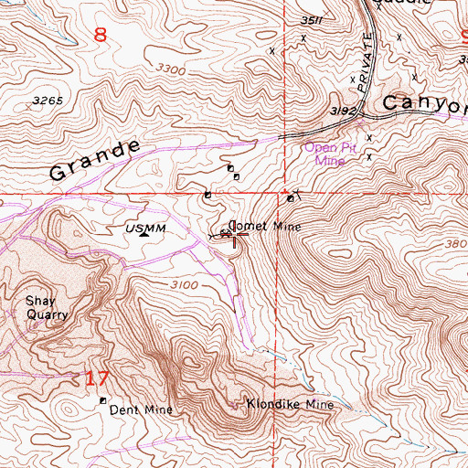 Topographic Map of Comet Mine, CA
