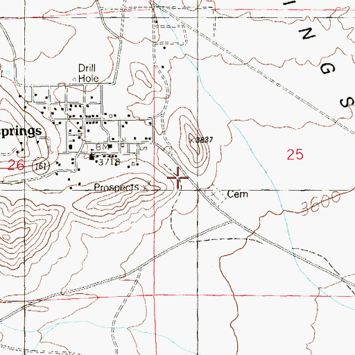 Topographic Map of Goodsprings Census Designated Place, NV