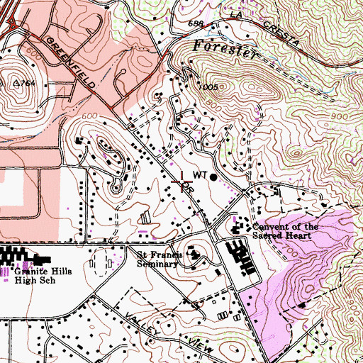 Topographic Map of Granite Hills Census Designated Place, CA