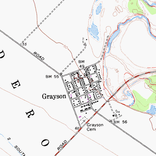 Topographic Map of Grayson Census Designated Place, CA
