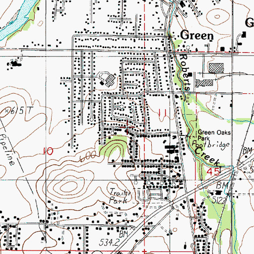 Topographic Map of Green Census Designated Place, OR