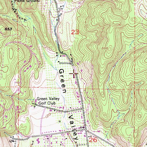 Topographic Map of Green Valley Census Designated Place, CA
