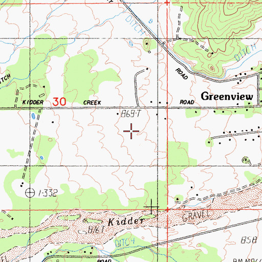 Topographic Map of Greenview Census Designated Place, CA