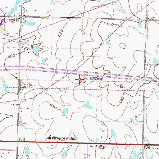 Topographic Map of Gregory Census Designated Place, OK
