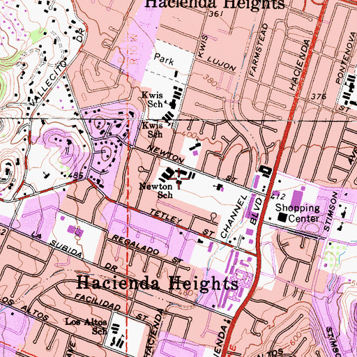 Topographic Map of Hacienda Heights Census Designated Place, CA