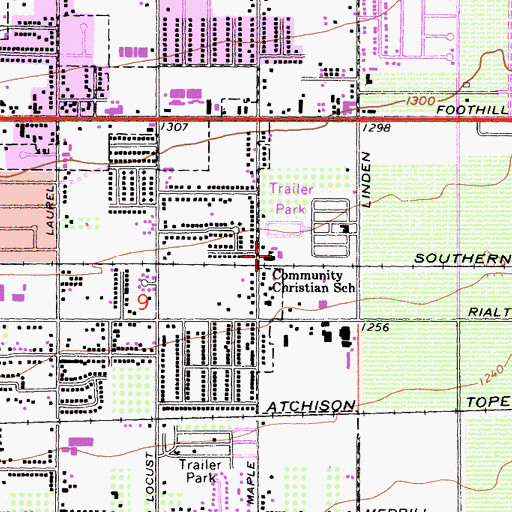 Topographic Map of Community Christian School, CA