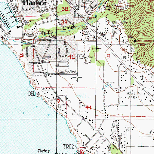 Topographic Map of Harbor Census Designated Place, OR