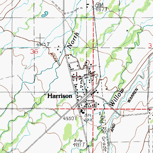 Topographic Map of Harrison Census Designated Place, MT