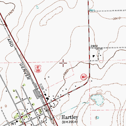 Topographic Map of Hartley Census Designated Place, TX
