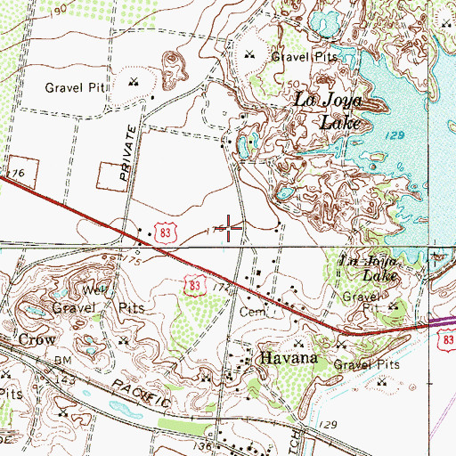 Topographic Map of Havana Census Designated Place, TX