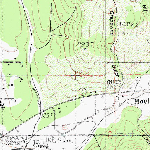 Topographic Map of Hayfork Census Designated Place, CA