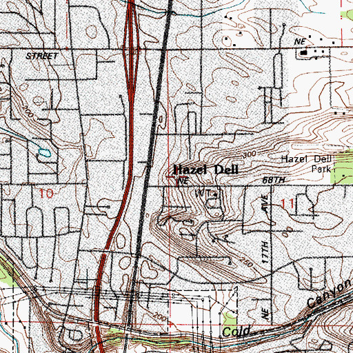 Topographic Map of Hazel Dell South Census Designated Place (historical), WA