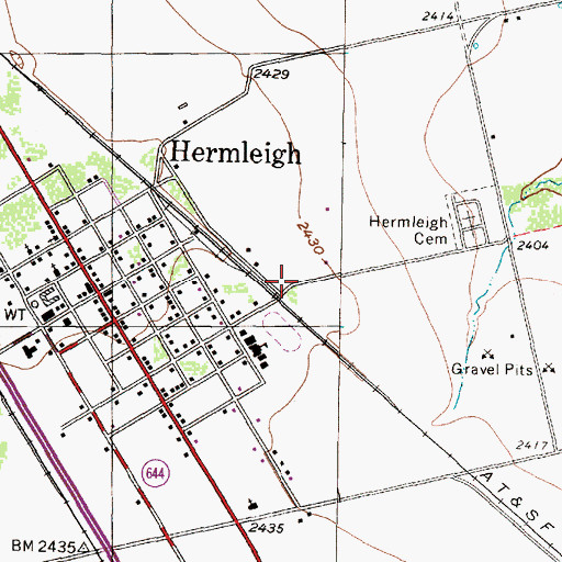 Topographic Map of Hermleigh Census Designated Place, TX