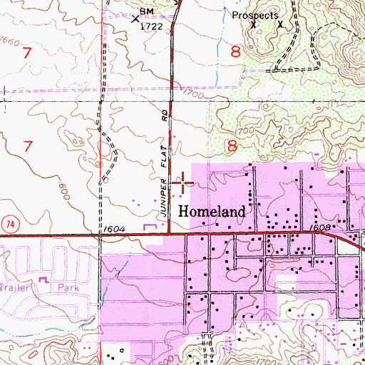 Topographic Map of Homeland Census Designated Place, CA