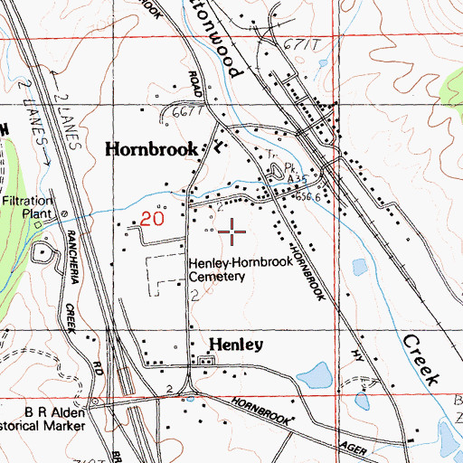 Topographic Map of Hornbrook Census Designated Place, CA
