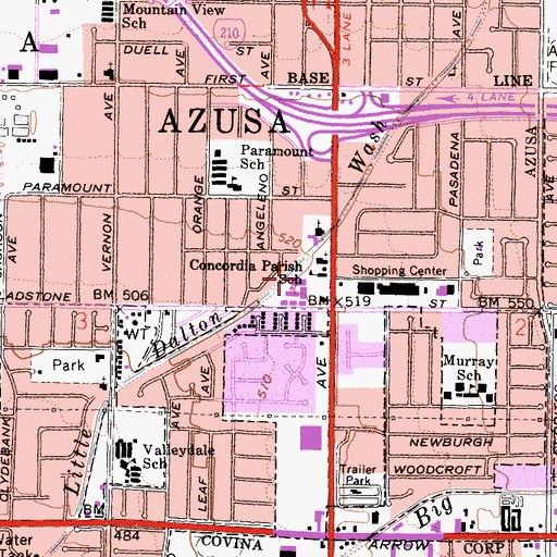 Topographic Map of Concordia Parish School, CA