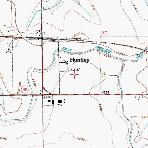 Topographic Map of Huntley Census Designated Place, WY