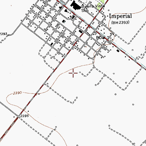 Topographic Map of Imperial Census Designated Place, TX