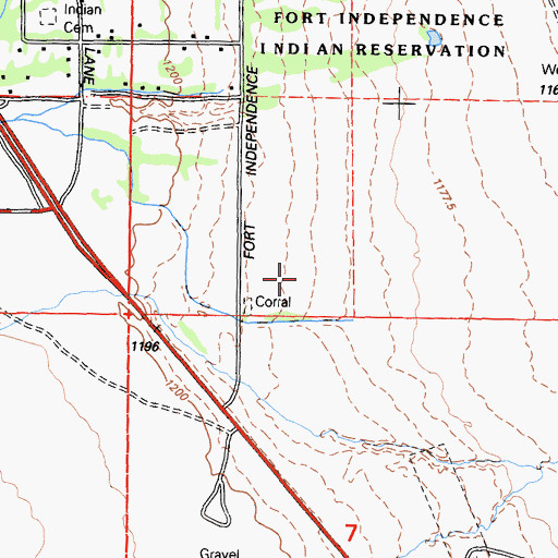 Topographic Map of Independence Census Designated Place, CA