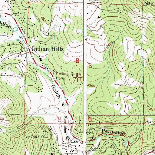 Topographic Map of Indian Hills Census Designated Place, CO