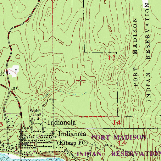 Topographic Map of Indianola Census Designated Place, WA