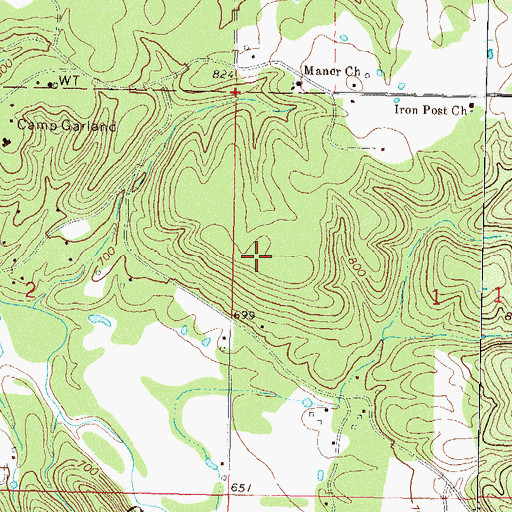 Topographic Map of Iron Post Census Designated Place, OK