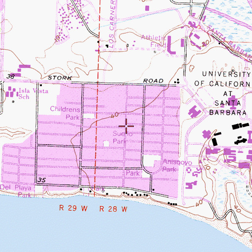 Topographic Map of Isla Vista Census Designated Place, CA