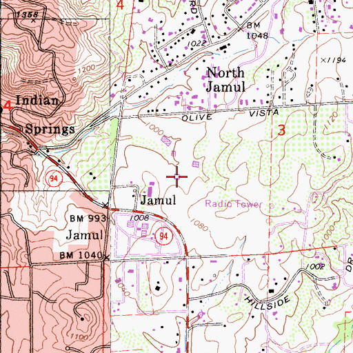 Topographic Map of Jamul Census Designated Place, CA