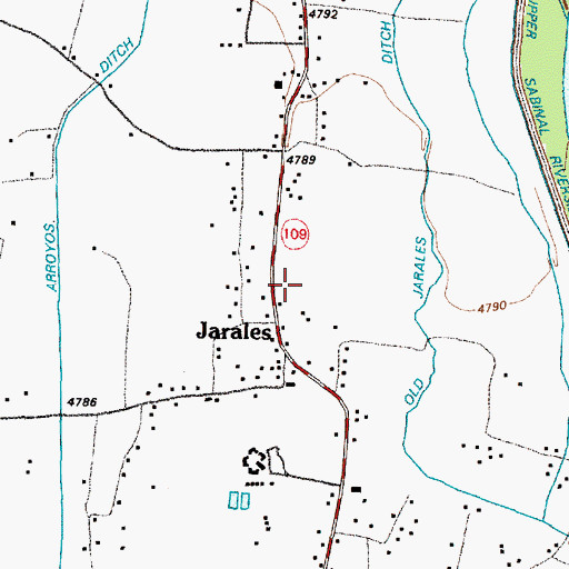 Topographic Map of Jarales Census Designated Place, NM