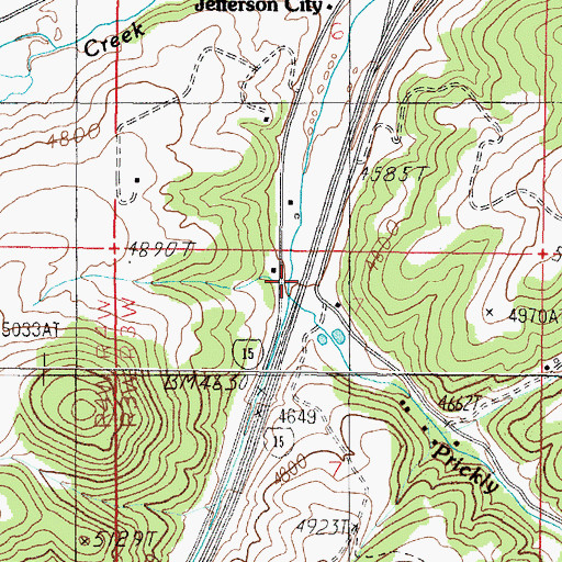 Topographic Map of Jefferson City Census Designated Place, MT