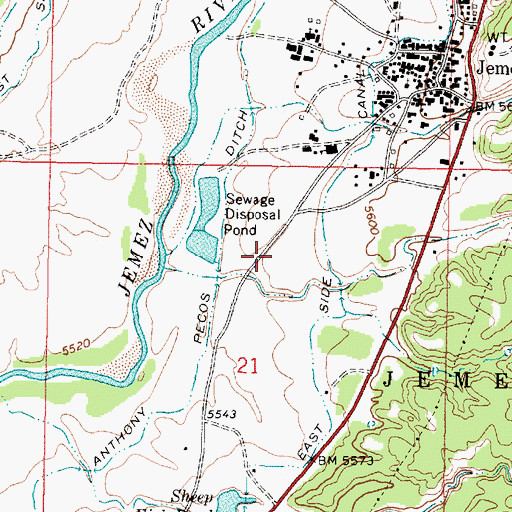 Topographic Map of Jemez Pueblo Census Designated Place, NM