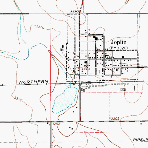 Topographic Map of Joplin Census Designated Place, MT
