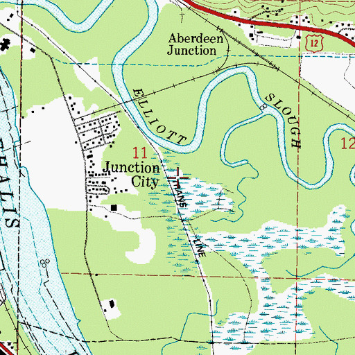 Topographic Map of Junction City Census Designated Place, WA