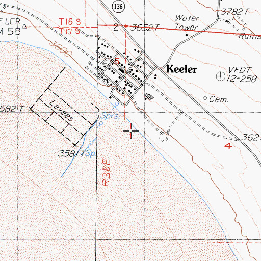 Topographic Map of Keeler Census Designated Place, CA