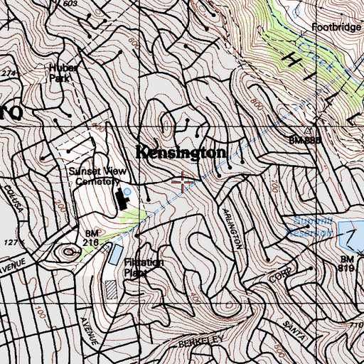 Topographic Map of Kensington Census Designated Place, CA