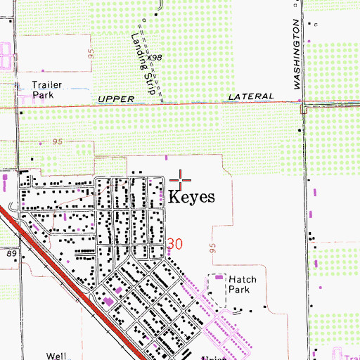 Topographic Map of Keyes Census Designated Place, CA