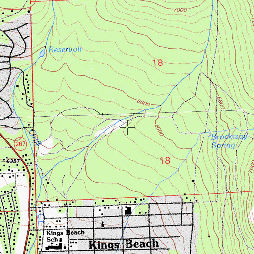Topographic Map of Kings Beach Census Designated Place, CA