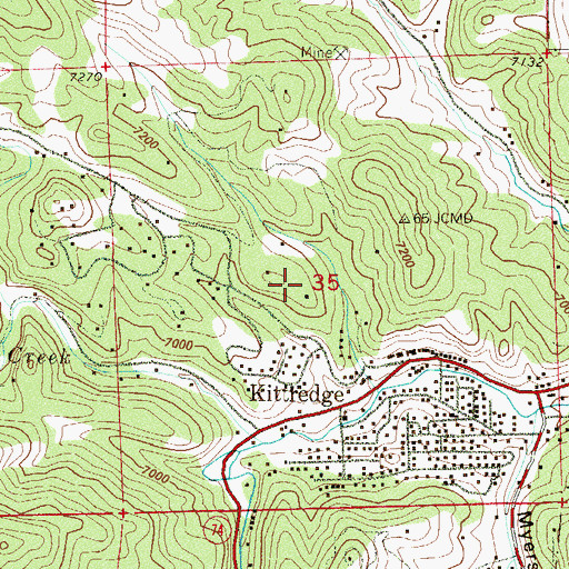 Topographic Map of Kittredge Census Designated Place, CO
