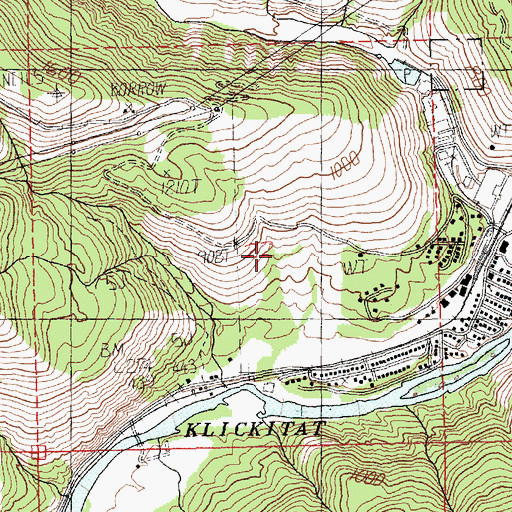 Topographic Map of Klickitat Census Designated Place, WA