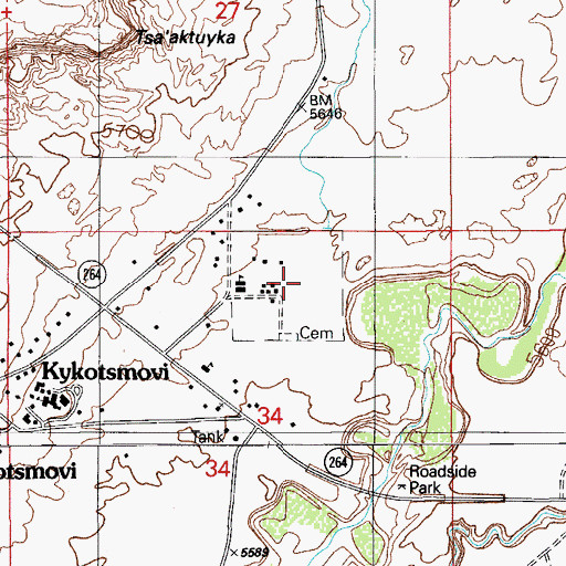 Topographic Map of Kykotsmovi Village Census Designated Place, AZ