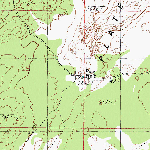 Topographic Map of Paw Hole, AZ