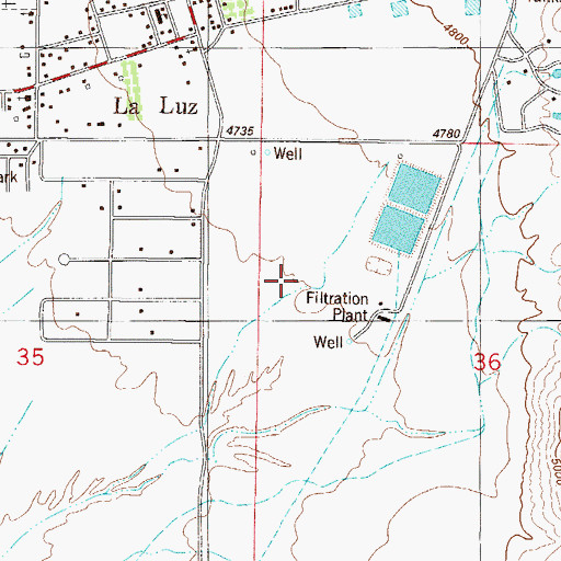 Topographic Map of La Luz Census Designated Place, NM
