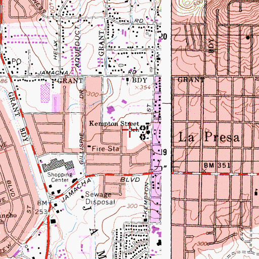 Topographic Map of La Presa Census Designated Place, CA