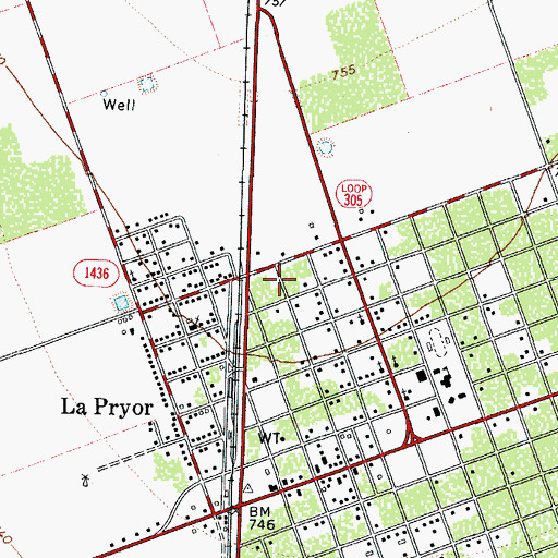 Topographic Map of La Pryor Census Designated Place, TX