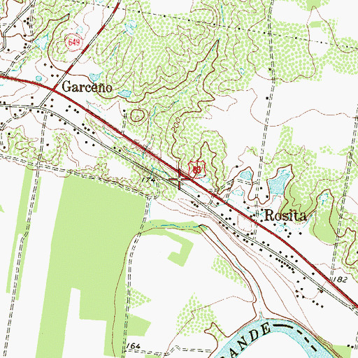 Topographic Map of La Rosita Census Designated Place, TX
