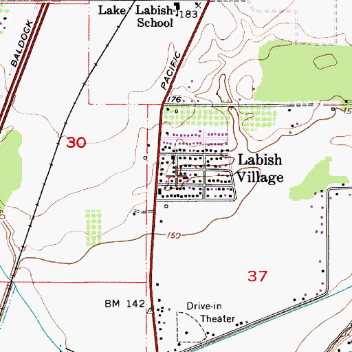 Topographic Map of Labish Village Census Designated Place, OR