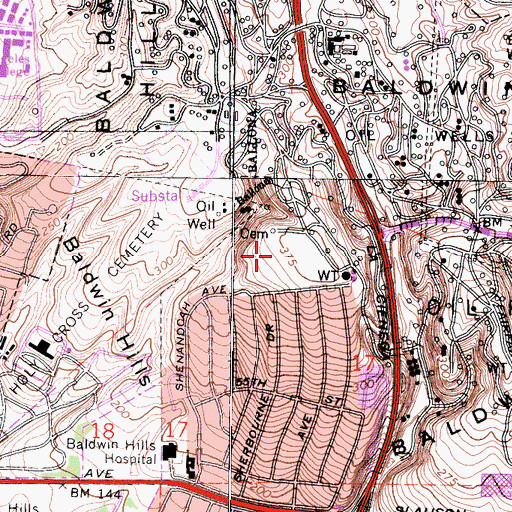 Topographic Map of Ladera Heights Census Designated Place, CA