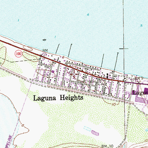 Topographic Map of Laguna Heights Census Designated Place, TX