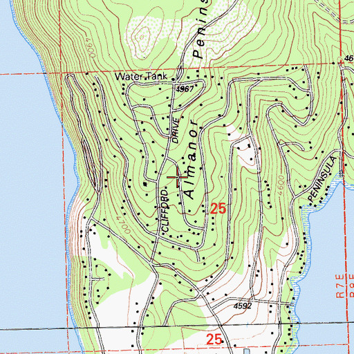 Topographic Map of Lake Almanor Country Club Census Designated Place, CA